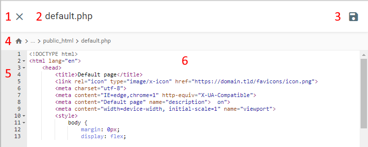 The File Editor sections and buttons
