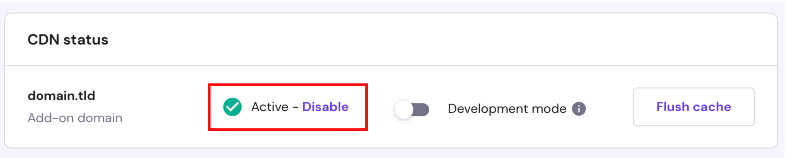 The view when Hostinger CDN is enabled
