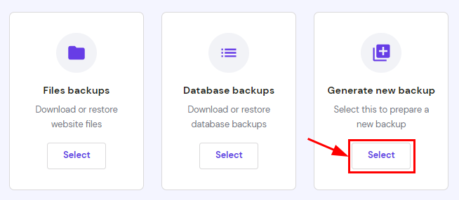 Generating a new backup