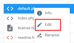 The File Manager edit option