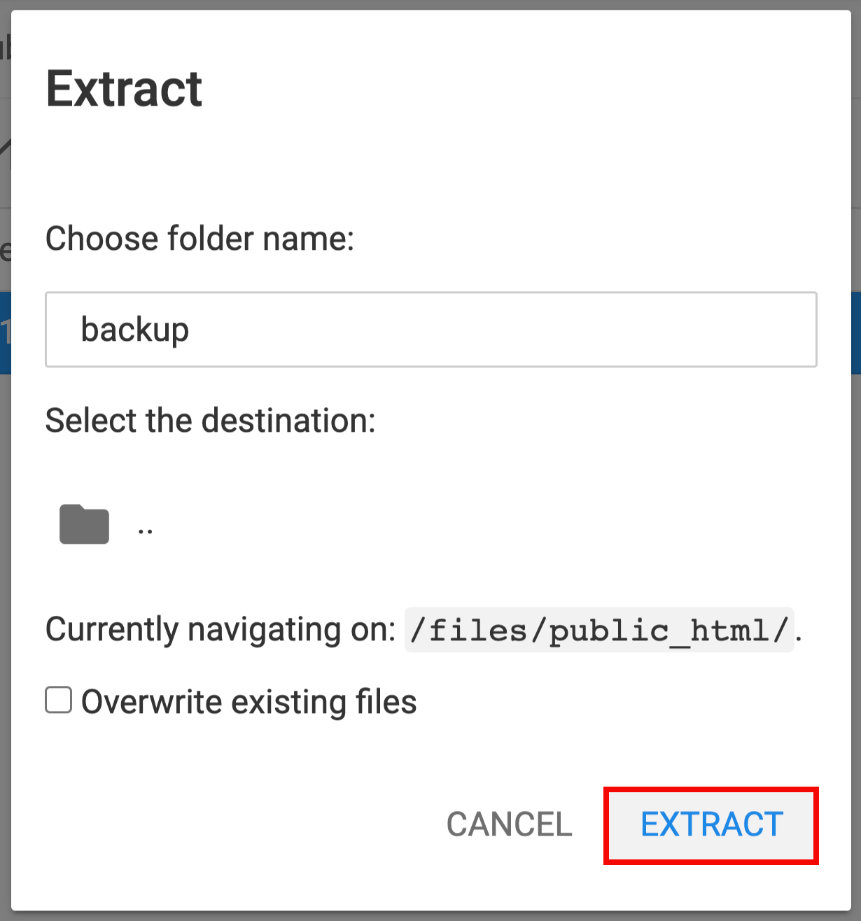 Extracting the archive of the website's backup files