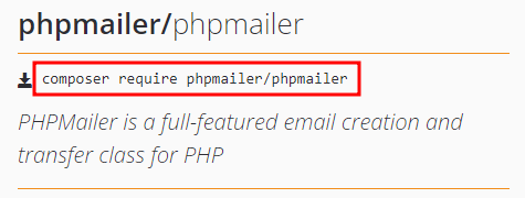 The composer command to install phpmailer on your hosting