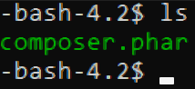 The ls command showing the composer.phar file